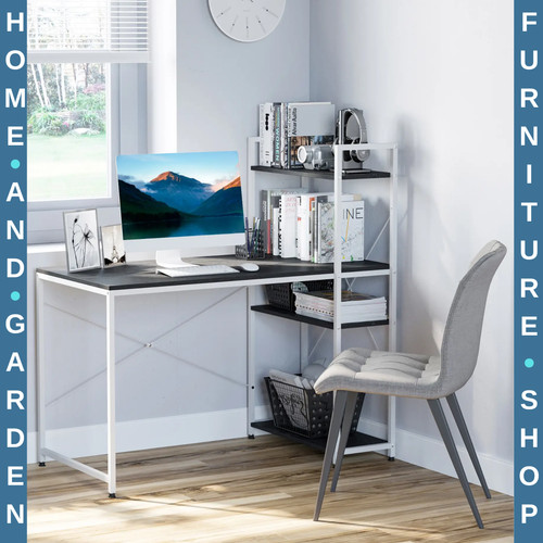 Computer desk with - computer, shelves