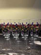 Pampered Chef Multi Coloured Spotted High Ball Glasses X 4. Excellent  