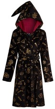 Womens Harry Potter Dressing Gown Teens Deathly Hallows Hooded Bathrobe Gift