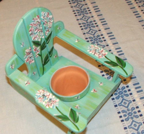Hand painted small flower - , pot