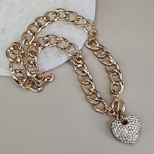 Rhinestone heart chain - rhinestone,