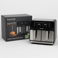 Salter Dual Air Pro Digital Air Fryer–8L XL Twin Basket, Sync & Match Cook 2000W