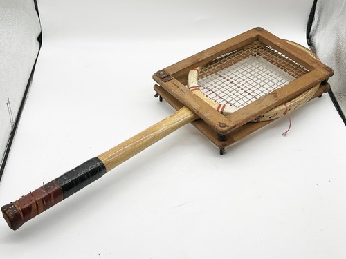 Antique wooden tennis racket - wooden,