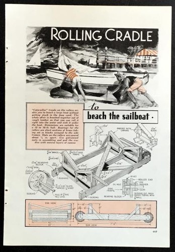 Rolling sailboat cradle 1937 - sailboat,