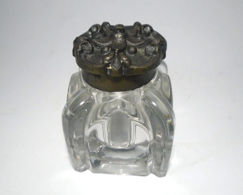 Antique pressed glass inkwell - antique,