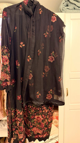 Women black floral chiffon - women’s,