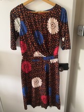 BODEN WOMEN'S BOLD MULTICOLOURED FLORAL / SPOTS PRINT FIT & FLARE STYLE DRESS