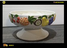 Rayware Fruit Relief Pedestal Bowl – Hand Painted Ceramic  – Vintage