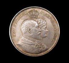 1902 EDWARD VII CORONATION CLITHEROE 32mm SILVER MEDAL - BY VAUGHTON