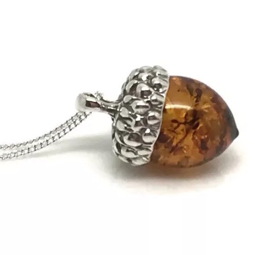 Amber acorn pendant solid