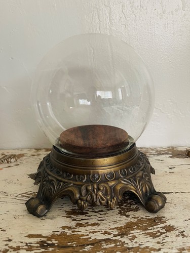 Display dome cloche glass wood - dome,