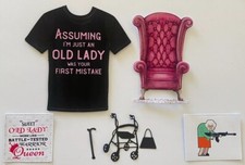 Die Cut Old Lady Slogan Tshirt