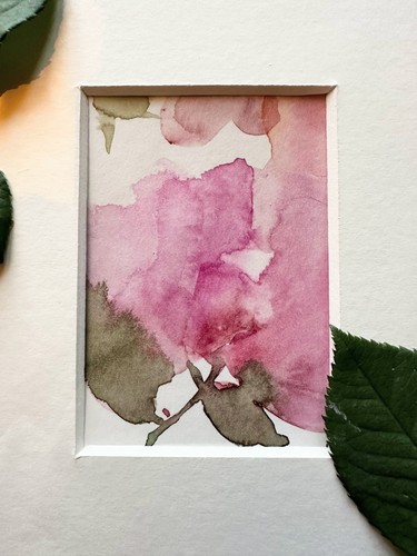 Aceo watercolour rose mini - watercolour,