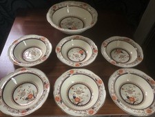 Woods Burslem Springdale Pattern Dessert Set-Serving Bowl And 6 Dessert Dishes