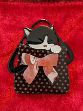 Cute pink 3d black acrylic cat kitten in a handbag brooch sweet kawaii 