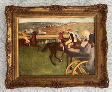 LARGE Edgar Degas Oil Painting Horse Racing Canvas Handcrafted Frame CAN POST