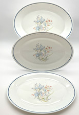 VINTAGE PYREX BLUE IRIS OVAL STEAK PLATE 30.5CM x 23CM x 3 Blue Flower Plates
