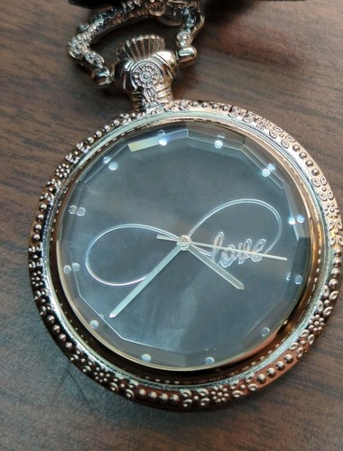 Open face love pocket watch - face, "love"