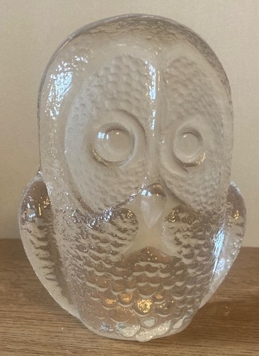 Glass owl paperweight royal - glass,