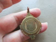 ANTIQUE VINTAGE ART DECO LARGE OLD GOLD TONE BLANK MEDAL WATCH FOB CHARM PENDANT