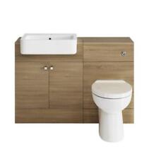 Bathroom Suite Combined Furniture Vanity Unit Sink Toilet WC Set & Back to Wall