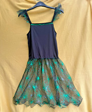 Tesco Age 11/12 Black Green Dress Halloween Costume  Spider Web Girl Dressing Up