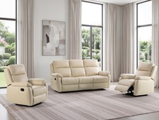 CREAM Italian Leather 3 Seater