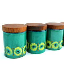 Vintage 1960s Schramberg Germany set of 5 ‘Isar’ pattern ceramic spice jars