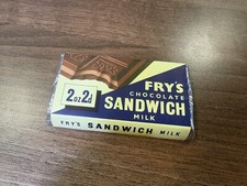 Vintage 1940 Cadbury FRY’S Cocoa MILK CHOCOLATE SANDWICH genuine uneaten bar WW2