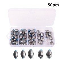 50pcs/Box Oval Fishing Sinkers