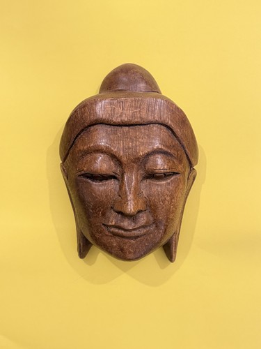 Hand carved wooden buddha mask - hand-carved,