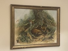 MICHAEL D HERRING 1944-2010 large Original Oil Painting MD Foxes Wood L XL