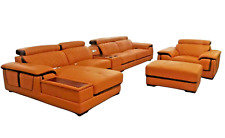 Italian Genuine Leather Sets (CLASSIC BROWN) & Large Comfy Luxury Armchair Coner