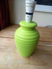 LIME GREEN Honey Comb Shaped Pattern Ceramic Lamp Base approx 11" height VGC