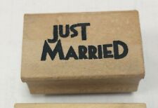 East of India Ink Rubber Stamp Wooden tiny block print JUST MARRIED 