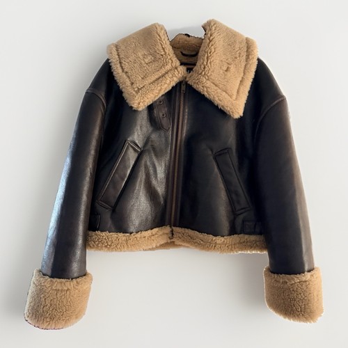 Zara faux leather cropped - leather,