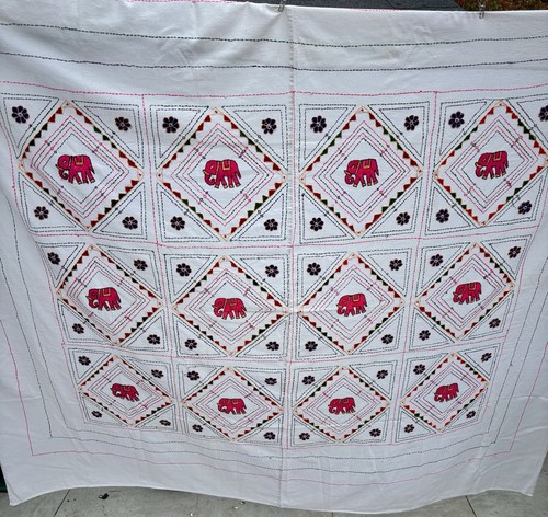 Kantha tablecloth bed - kantha, or