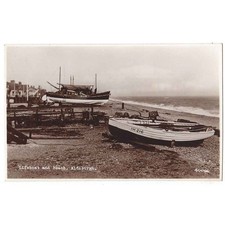ALDEBURGH Lifeboat and Beach, Suffolk RP Postcard Unused