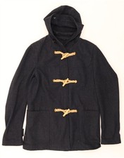 BENETTON Womens Hooded Duffle Coat IT 48 XL Navy Blue Wool AE01