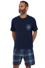 Mens Check Navy Blue Short