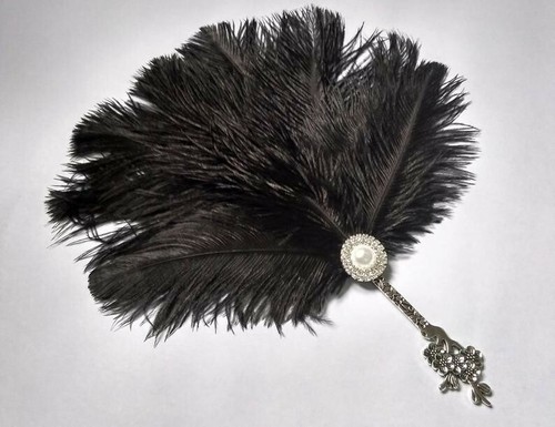 Black 20s wedding handheld - black,