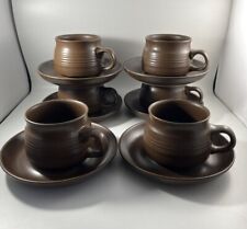 Langley/Denby Mayflower Coffee Mugs And Saucers X6no Brown,Ribbed.