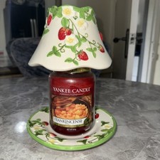 Vintage Yankee Candle Large Shade & Tray ~ Strawberry Plant                  (3)