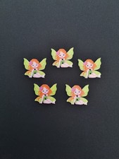 5 x Cute Fairy Wooden Buttons