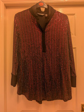 RUTH LANGSFORD BLACK AND RED BLOUSE.  SIZE XL