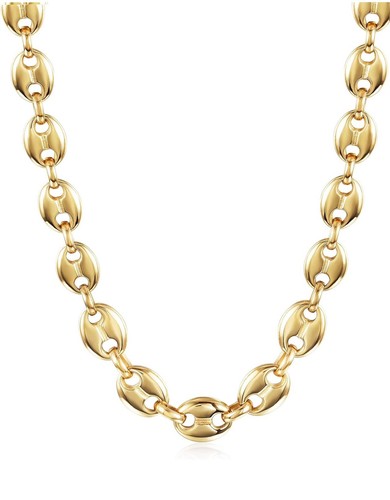 Gold plated puff link chain - gold, g