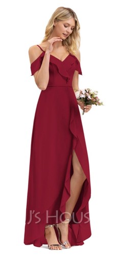 Burgundy bridesmaid dress - dress, worn