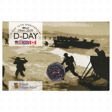 2019 Gibraltar Elizabeth II 50 Pence Coin on Card (D-Day)