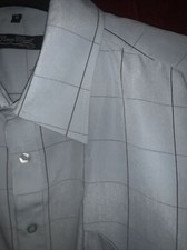 Vintage simon clark blue check 60s 70s dagger collar  S/Sleeve Shirt M Ptp 21”