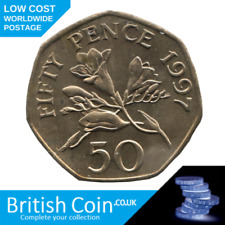 1997 Guernsey Floral 50p Coin Fifty Pence Coin 50p Coin Scarce Coins